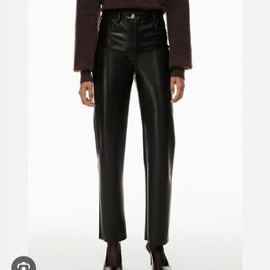 Aritzia “The Melina Pant” High-Rise Faux Leather Straight-Leg Pants - Black